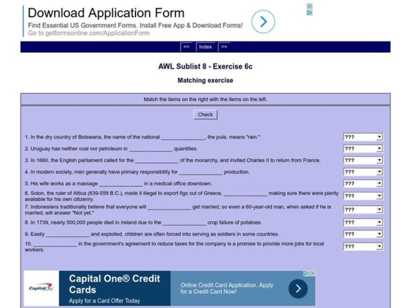 English Vocabulary Skills: AWL Sublist 8 - Exercise 4b Interactive