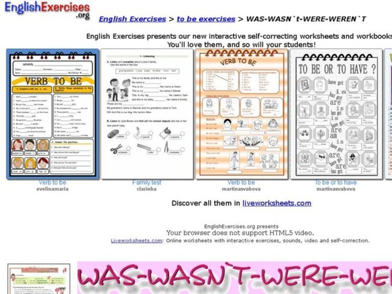 Was - Wasn't - Were - Weren't Interactive