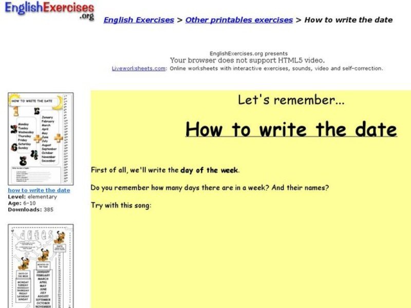 How to write the date Interactive