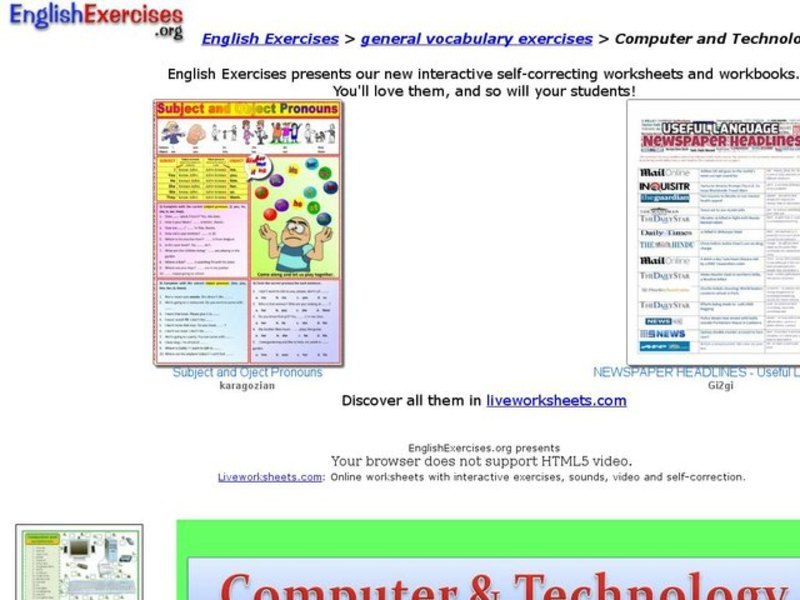 ESL Vocabulary-Computers and Technology Interactive