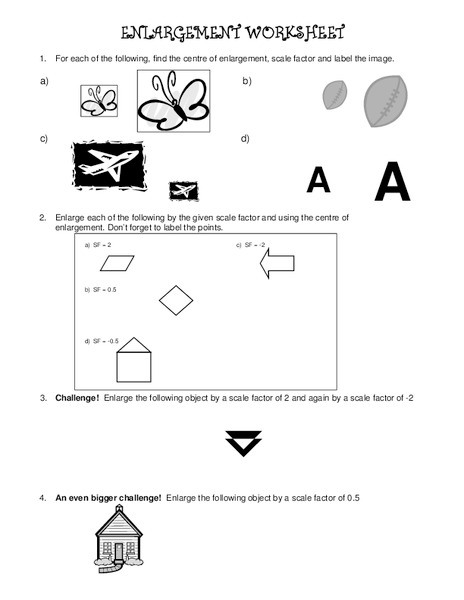 Enlargement Worksheet Worksheet