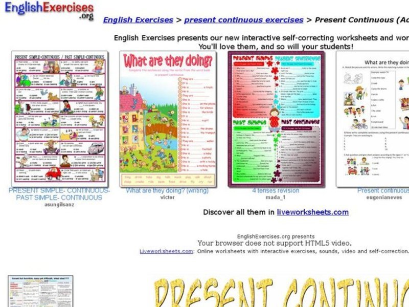 English Exercises: Present Continuous-Advanced Interactive