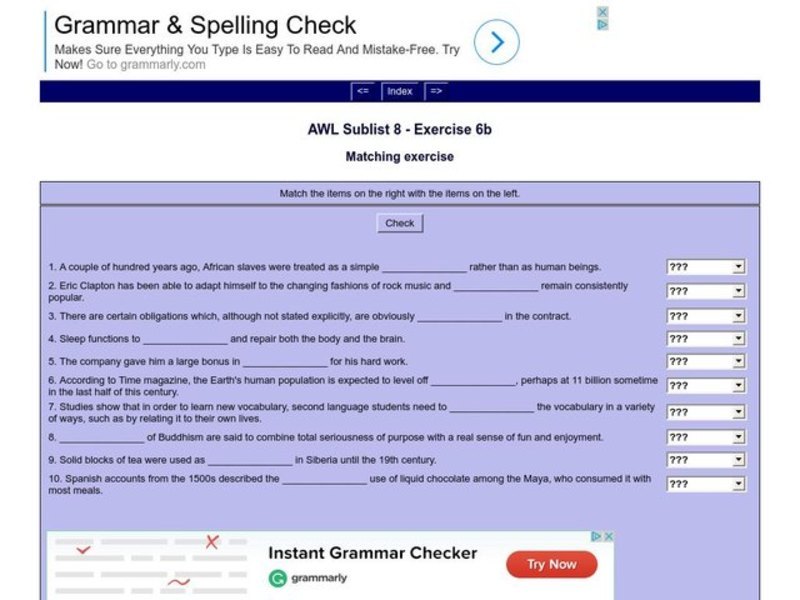 English Vocabulary Skills: AWL Sublist 8 - Exercise 6b Interactive