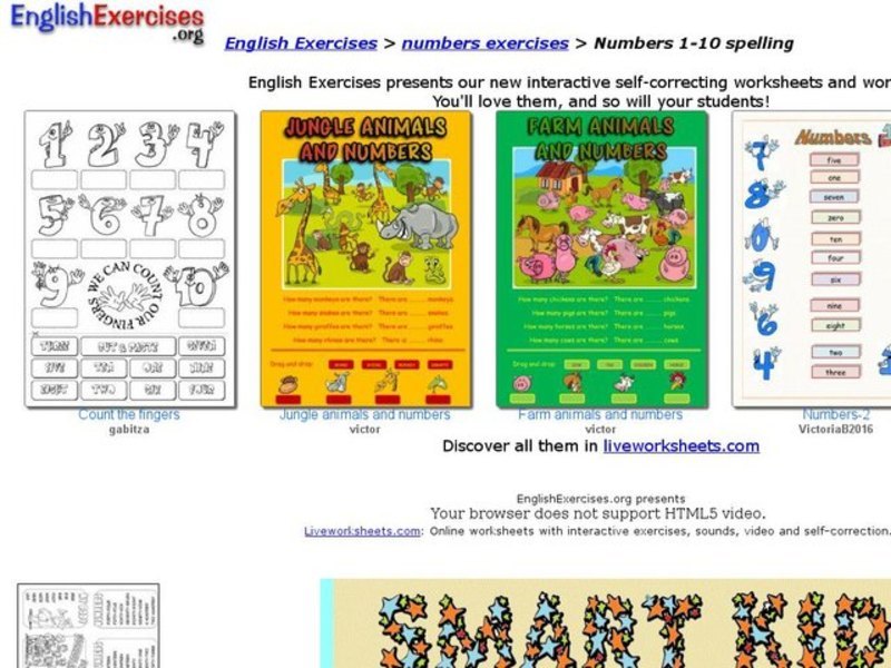 Number Exercises Interactive