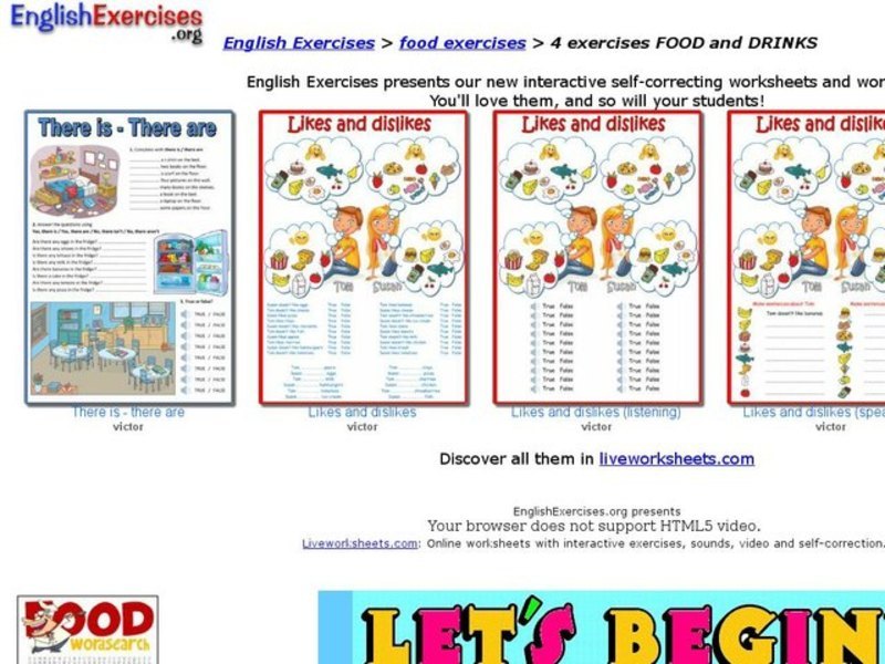 ESL Vocabulary: Food and Drink Interactive