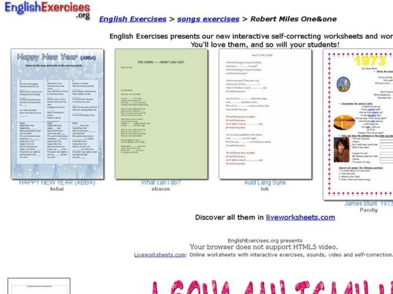 ESL Song Activity Interactive