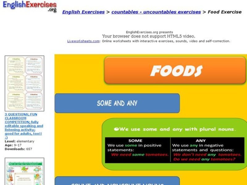 Food Exercise Interactive