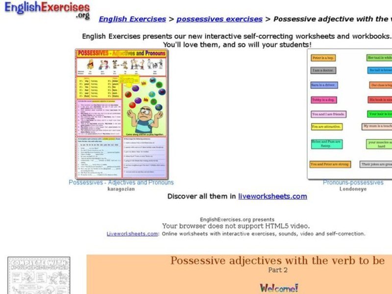 Possessive Adjectives With the Verb "To Be" Interactive