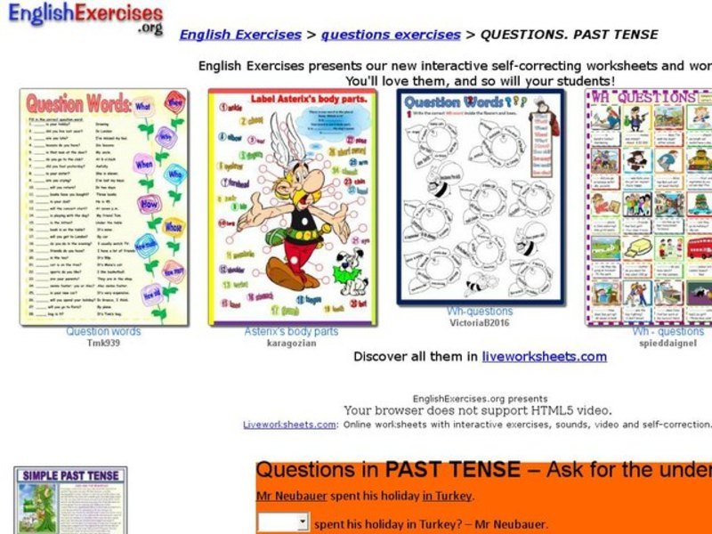 Questions: past tense Interactive