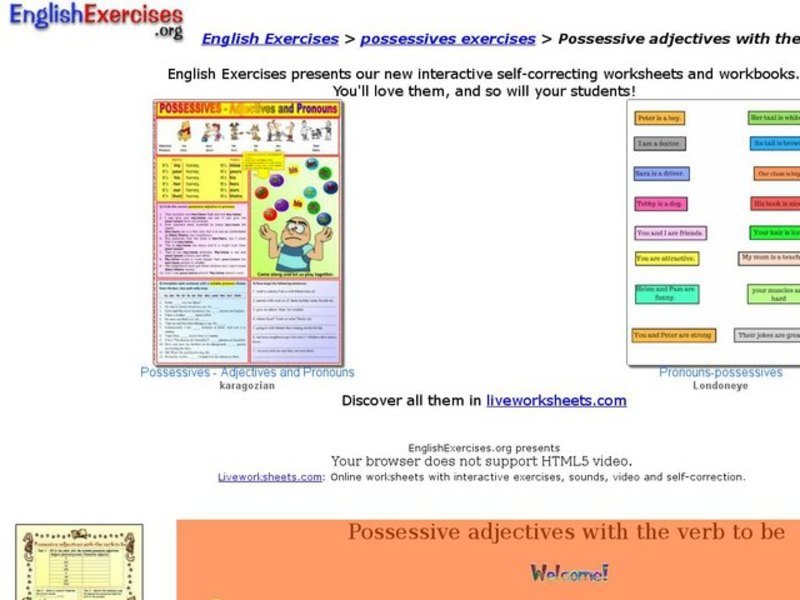 ESL: Possessive Adjectives with "To Be" Interactive