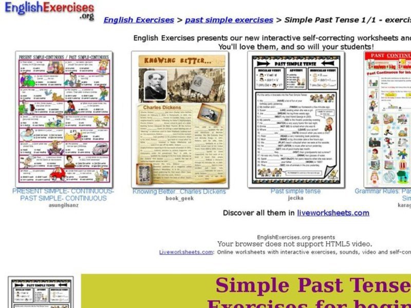 Simple Past Tense: was/were Interactive