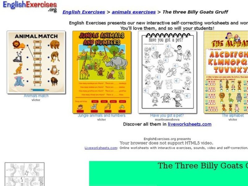 ESL Comprehension: Three Billy Goats Gruff Interactive