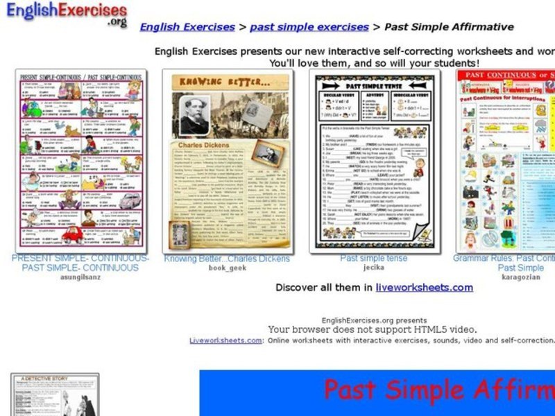 English Exercise - Past Simple Affirmative Interactive