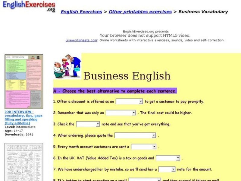 Business Vocabulary Interactive