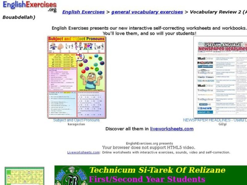 Technological/Technical Streams 2004/2005 Practice: Vocabulary 2 Interactive