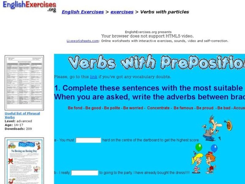 Verbs with Participles Interactive