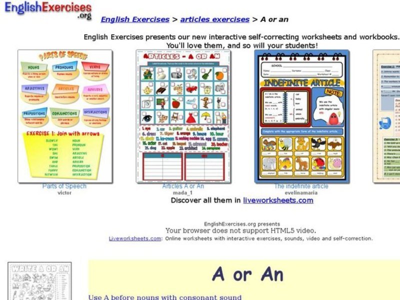 English Exercises: A or An Interactive