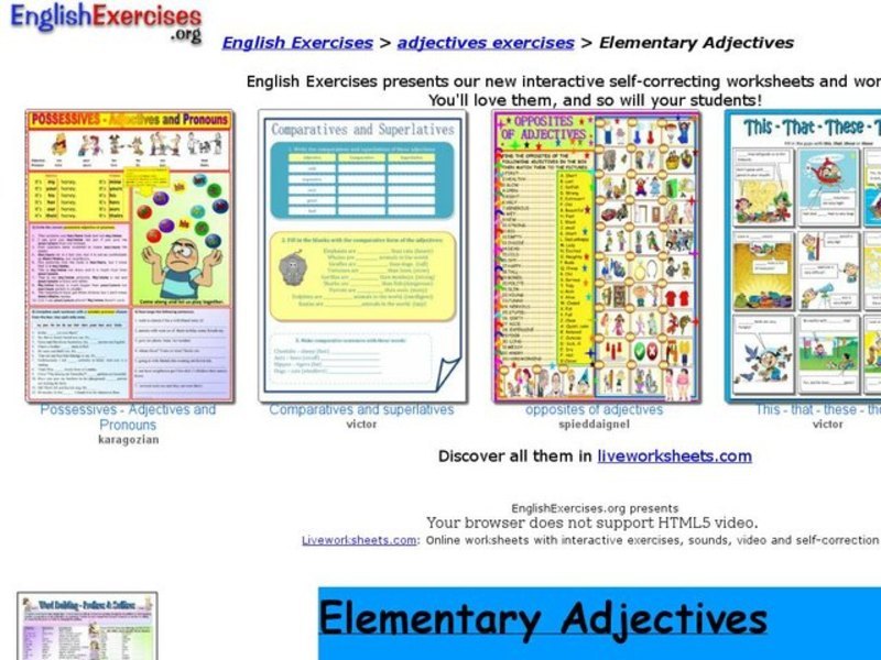 Elementary Adjectives Interactive