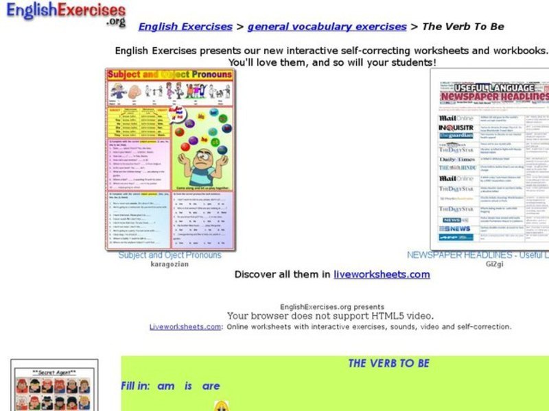 The Verb To Be Interactive