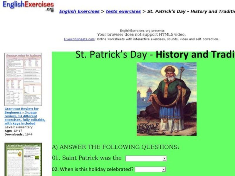 St. Patrick's Day -- History and Traditions Interactive
