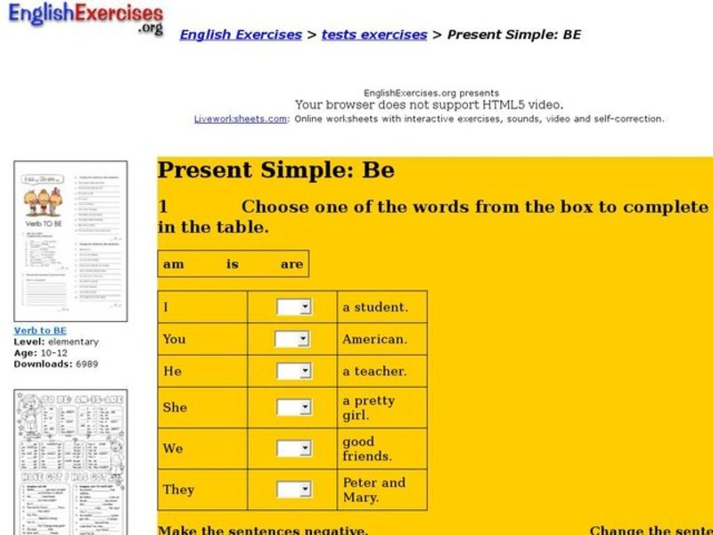 ESL: Present Simple-Be Interactive
