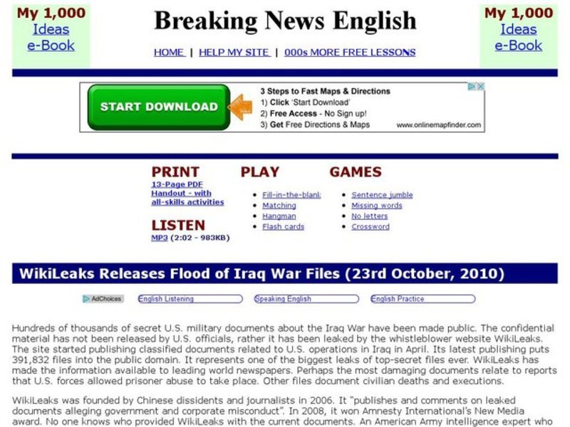 Breaking News English: WikiLeaks Interactive