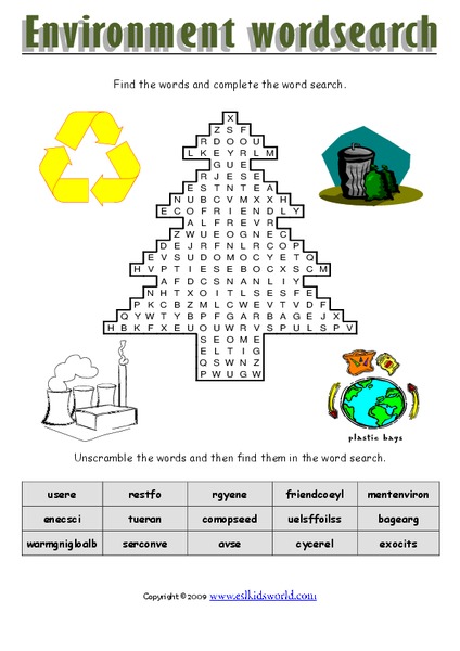 Environment Word Search Worksheet