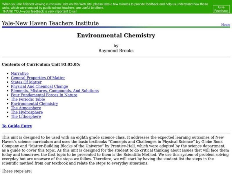 Environmental Chemistry Lesson Plan