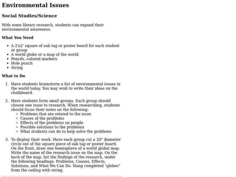 Environmental Issues Lesson Plan