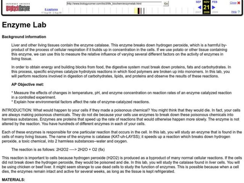 Enzyme Lab Lesson Plan