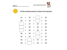 Equal Equations Worksheet