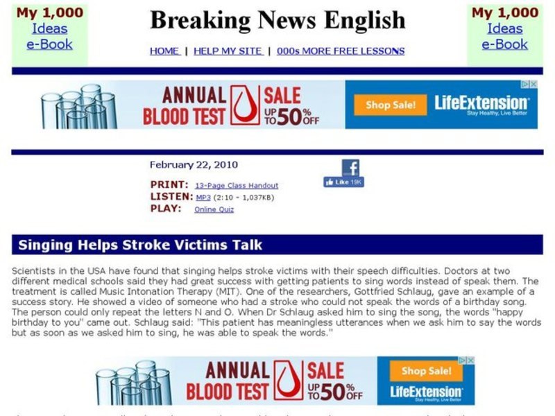 Breaking News English: Strokes Interactive