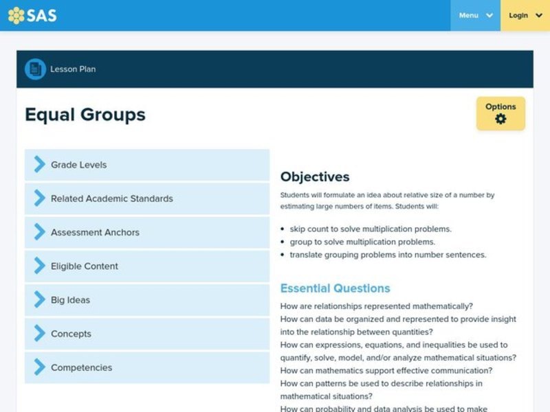 Equal Groups Lesson Plan