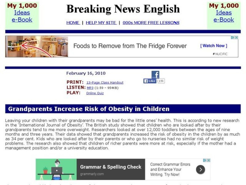 Breaking News English: Grandparents Interactive