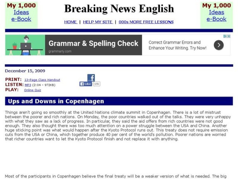 Breaking News English: Climate Change Interactive