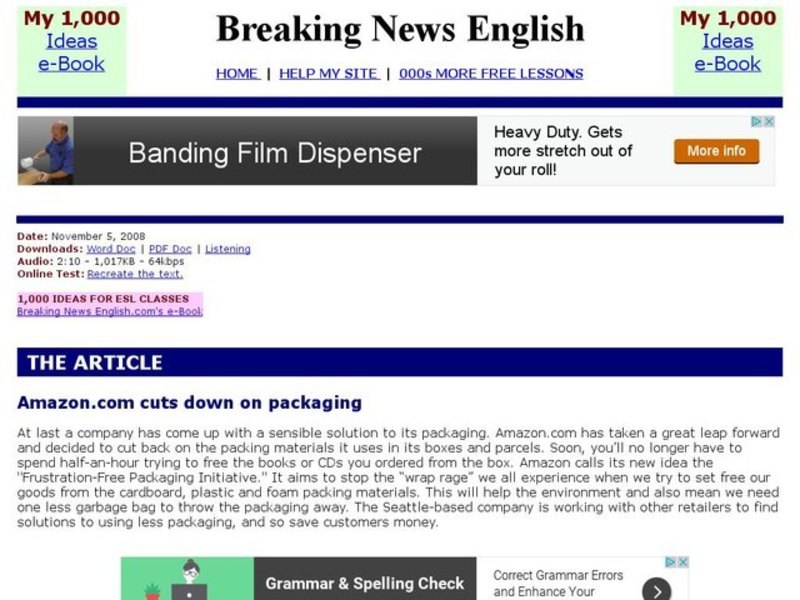 Breaking News English: Amazon.com's Frustration Free Package Interactive