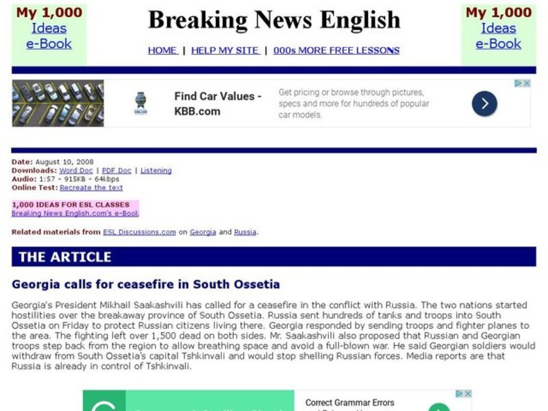 Breaking News English: South Ossetia Interactive