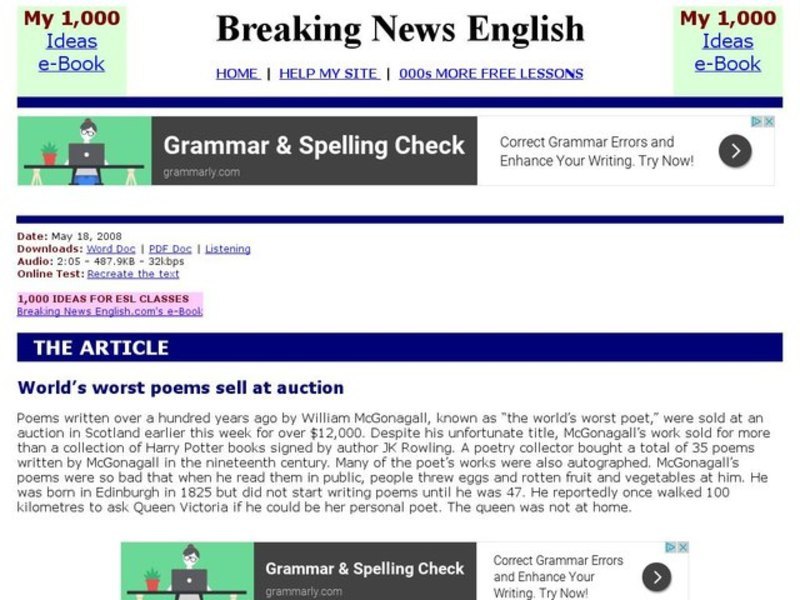 Breaking News English: Poems and Poetry Interactive