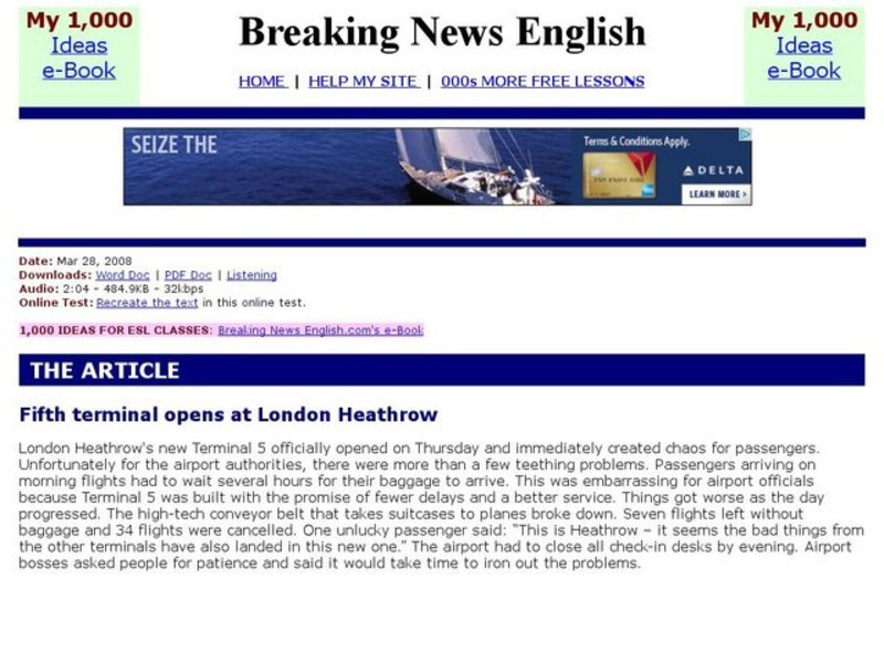 Breaking News English: Heathrow Terminal 5 Interactive