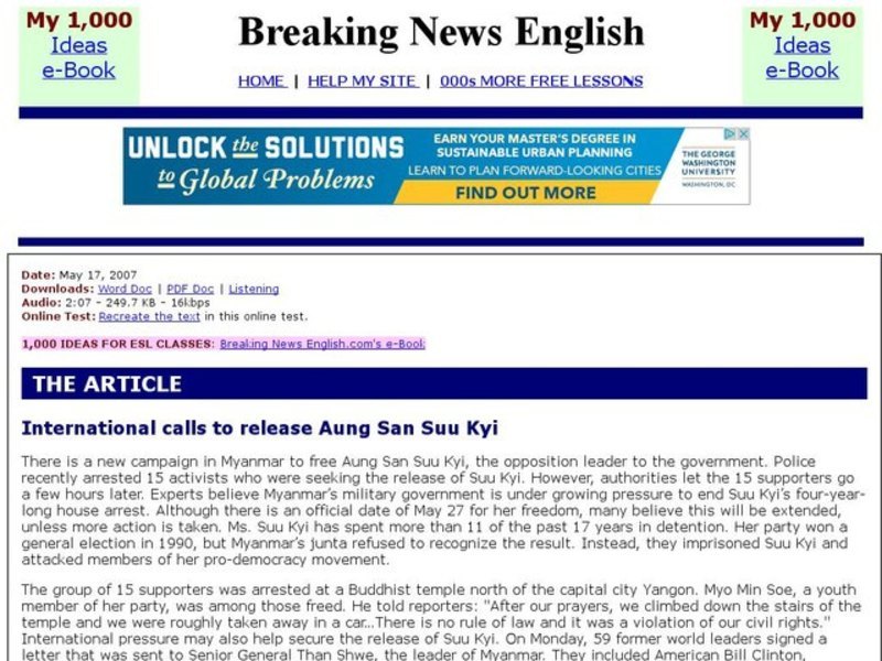 Breaking News English: Aung San Suu Kyi Interactive