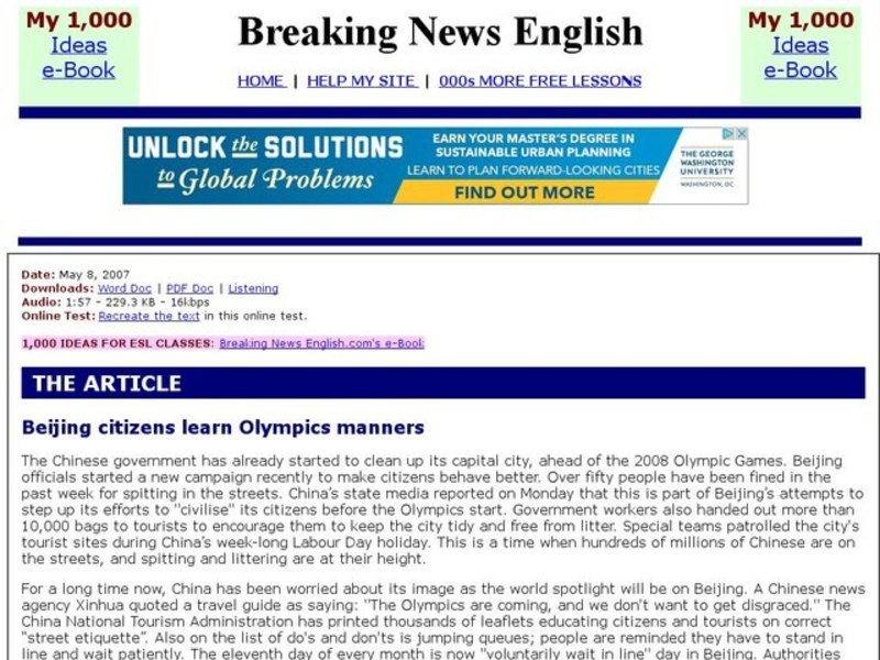 Breaking News English: Beijing Olympics Interactive