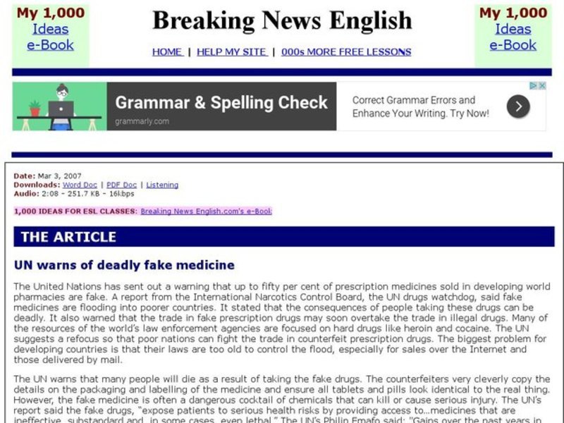Breaking News English: Medicine Interactive