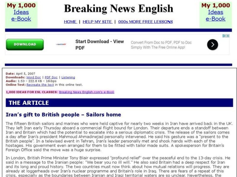 Breaking News English: Iran Interactive