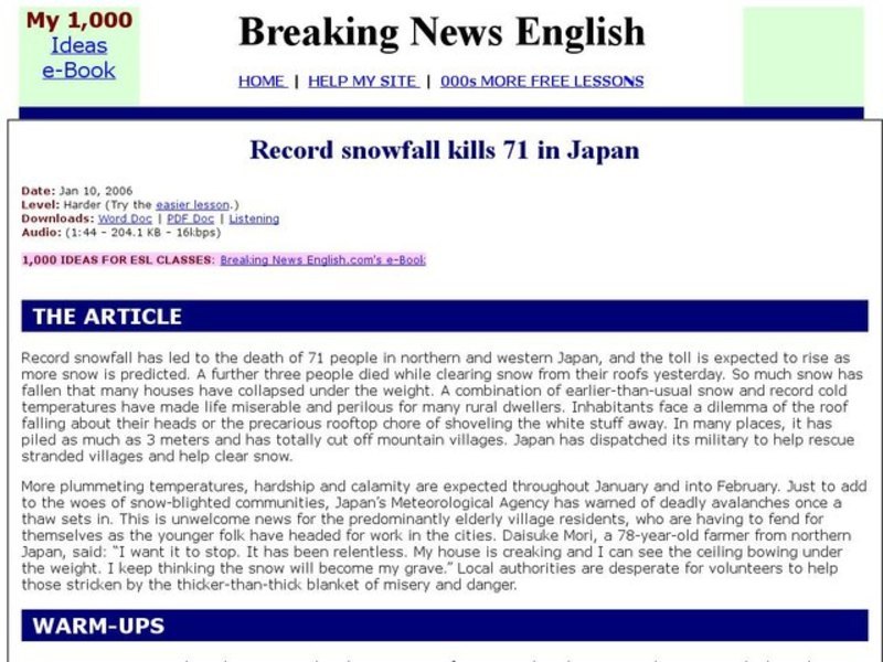 Breaking News English: snow Interactive
