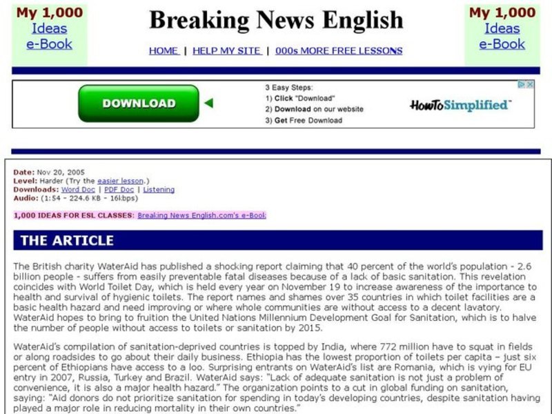 Breaking News English: World Toilets Interactive