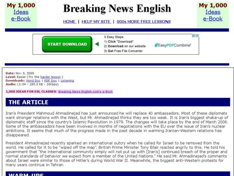 Breaking News English: Iran's Ambassador Change Interactive