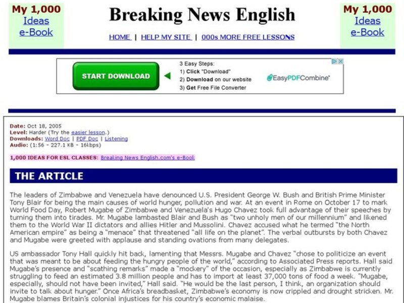 Breaking News English: Robert Mugabe and Hugo Chavez Interactive