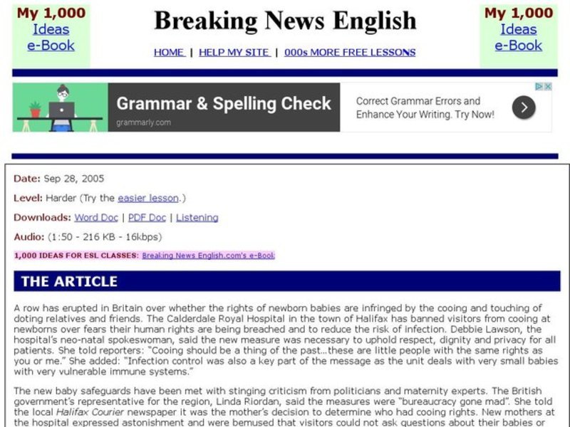 Breaking News English: Hospitals Interactive