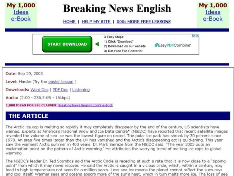 Breaking News English: Global Warming Interactive