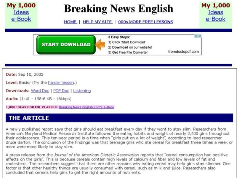 Breaking News English: Slimming Interactive